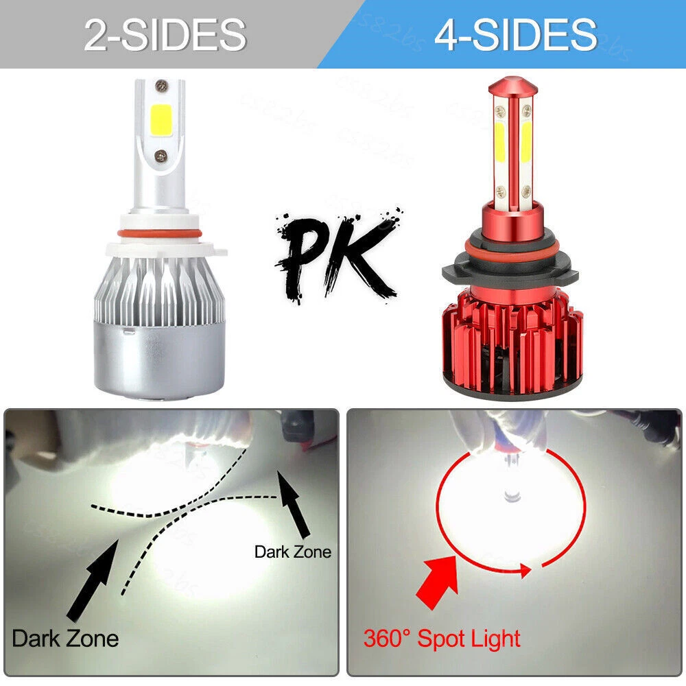 4x 9005 9006 LED Combo Headlight Bulbs 4SIDE High Low Beam Kit Xenon Super White