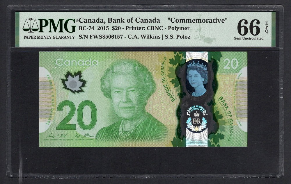 Canada 20 Dollars 2015 BC-74 "Commemorative" Uncirculated Grade 66