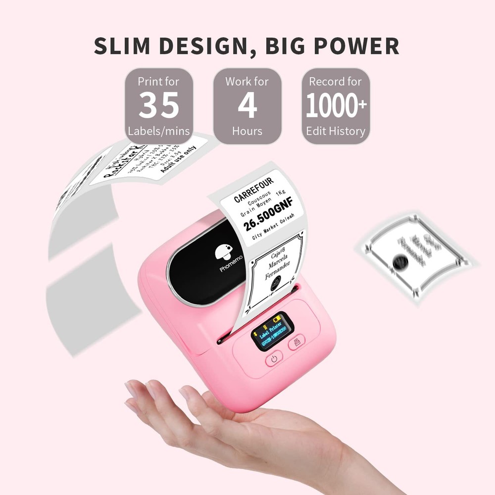 Portable Barcode Printer Wireless Pocket Thermal Printer Label Receipt Printer