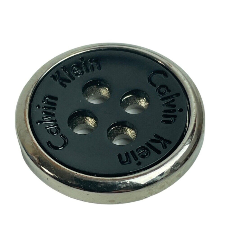 Calvin Klein Plastic Black w/ Silver Color Rim Main Front Replacement Button 1"