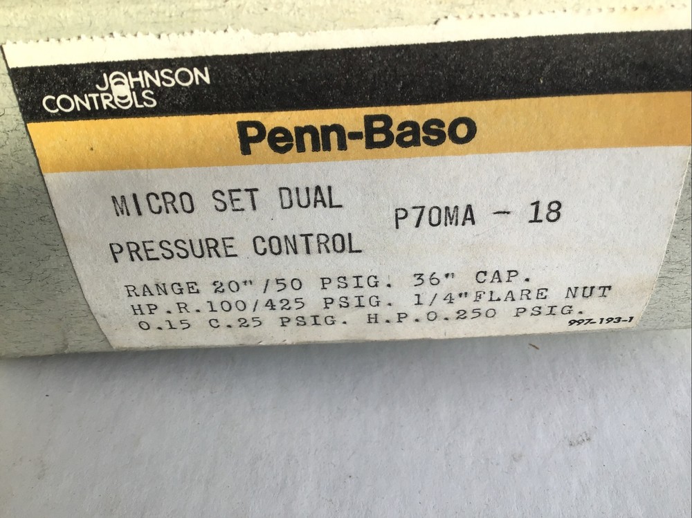 Johnson Controls Pressure Control P70MA-18
