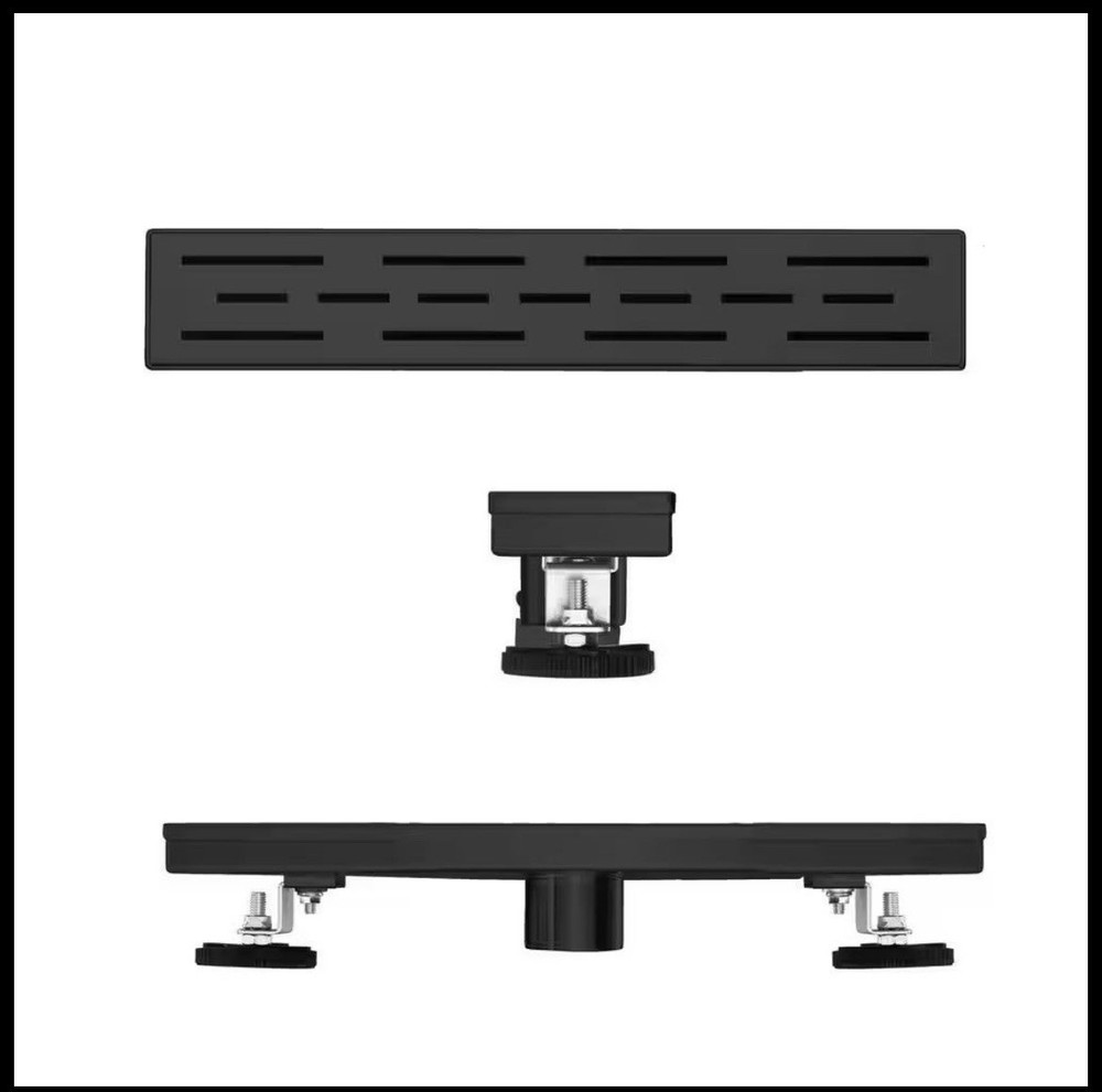 BWE 12 in. BLACK Linear Shower Drain W/ Square Pattern Drain Cover