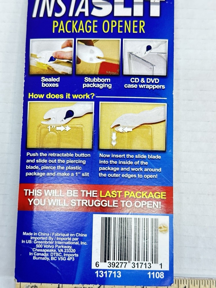 NOS - Package Opener Insta Slit Plastic