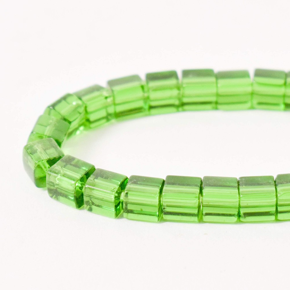 Bohemian Cube Green Translucent Trade Beads Czech