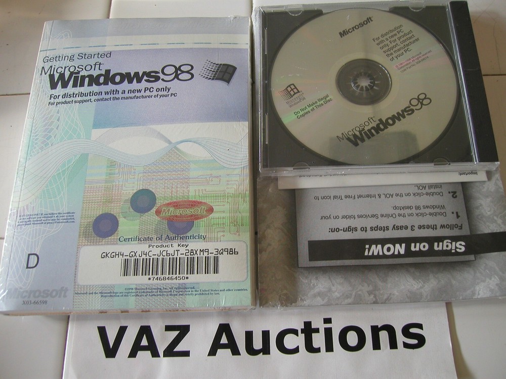 MICROSOFT WINDOWS 98 FULL VERSION OPERATING SYSTEM MS WIN =BRAND NEW SEALED=