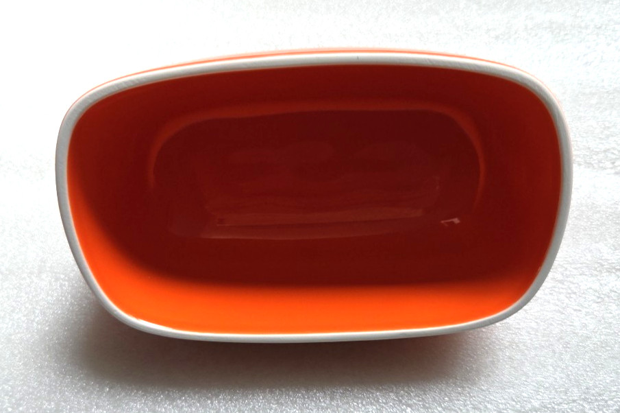 EUC Sweese Orange Ceramic 2pc Butter Dish with Lid