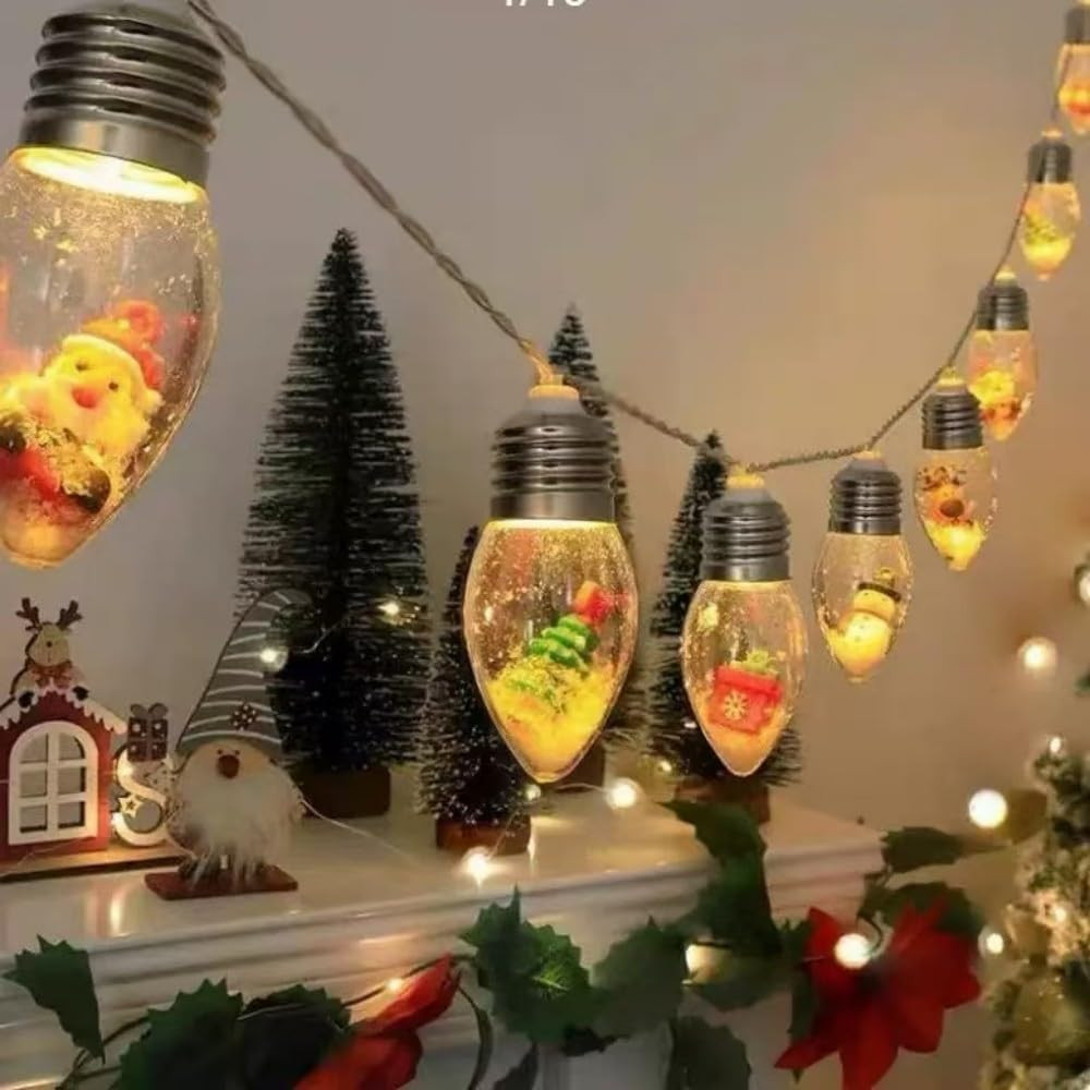 Christmas Vintage Decor String Light, 10 Led Bulbs String Lights, Indoor Christm