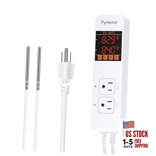 Digital Temperature Controller Dual Probe Reptile Thermostat PY-20TT-10A