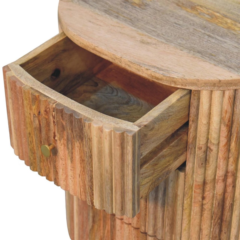 Solid Wood Soba Ball 3-Drawer Bedside, Oak