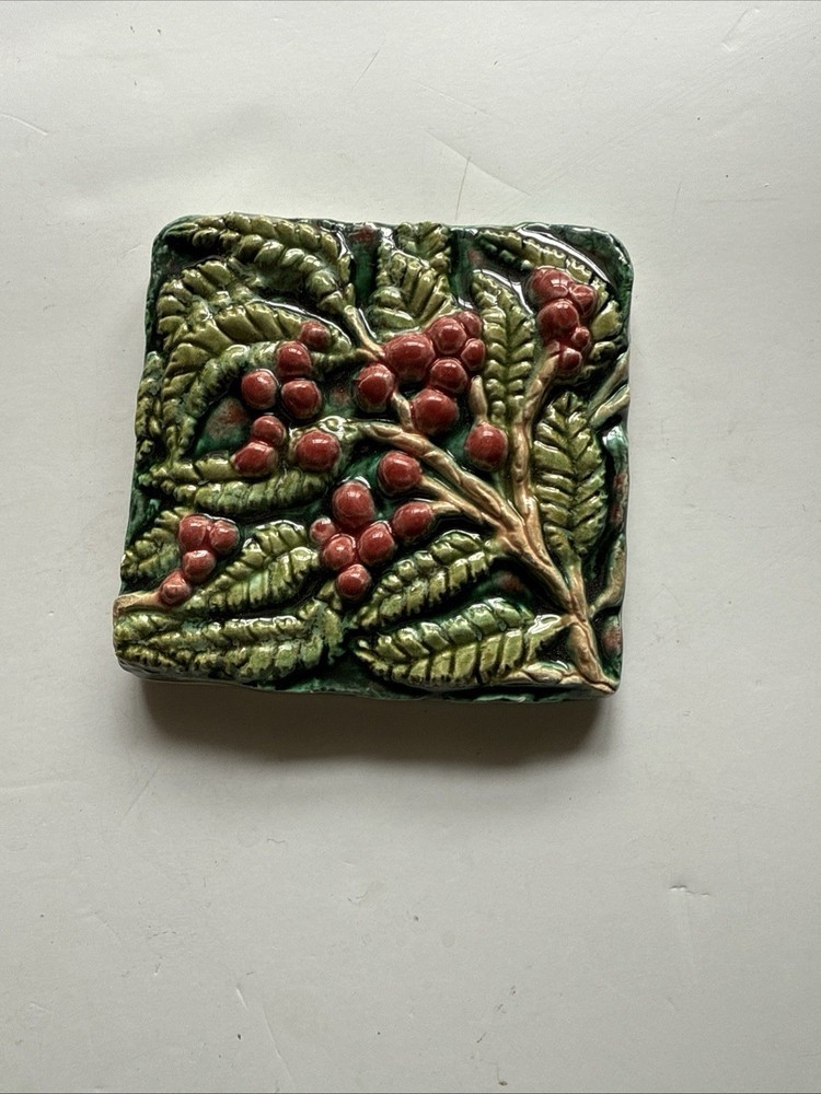 Hand Painted Ceramic Mosaic Tille 4”Fruit On Vine