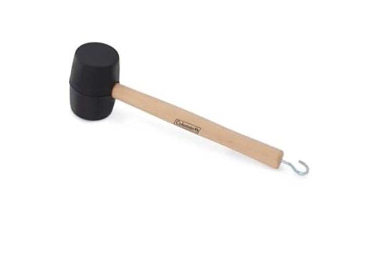 Rubber Mallet with Tent Peg Remover Hook, Double-Sided Mallet Head One Size
