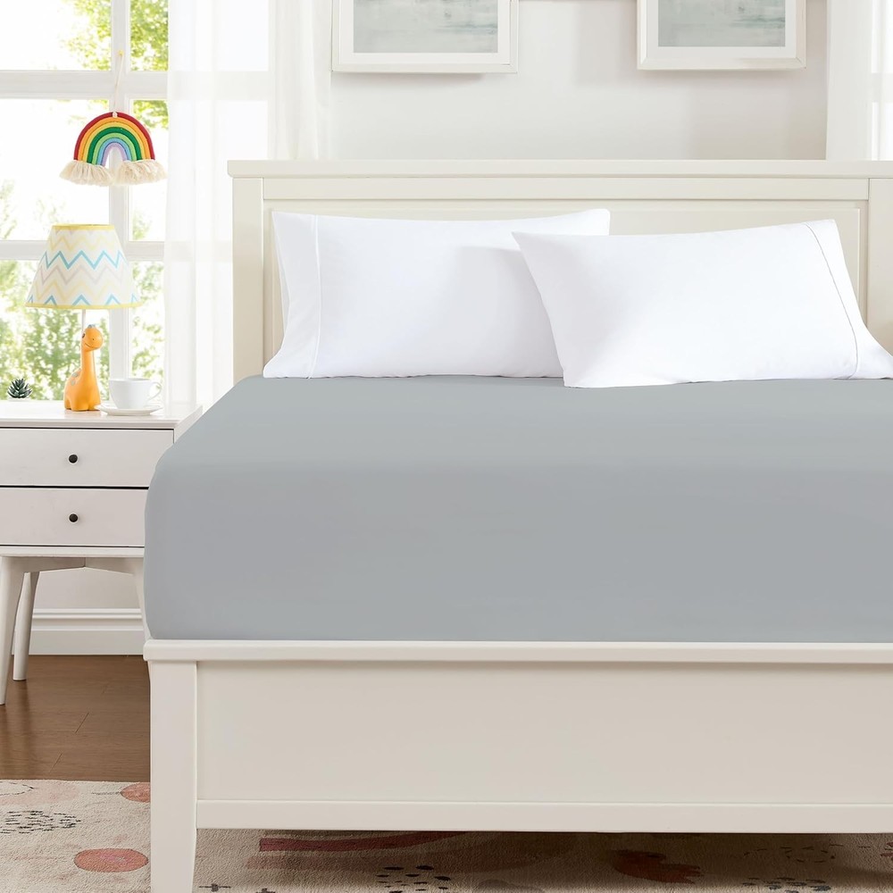 Deep Pocket Light Gray Twin XL Fitted Sheet - 100% Microfiber, Machine Washable