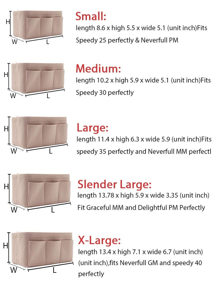 LEXSION Felt Handbag Organizer,Insert purse organizer Structure Medium, Beige