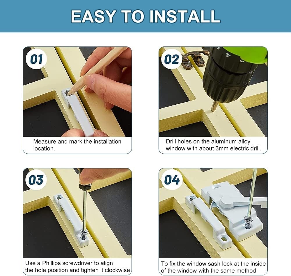2 Pack Security Window Sash Locks - Fits Horizontal or Vertical Windows