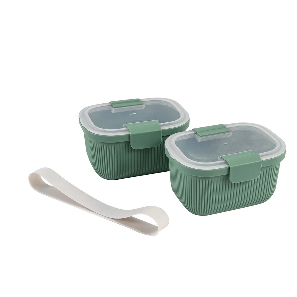 Mainstays Green Rectangle Bento Snack Container, 19oz