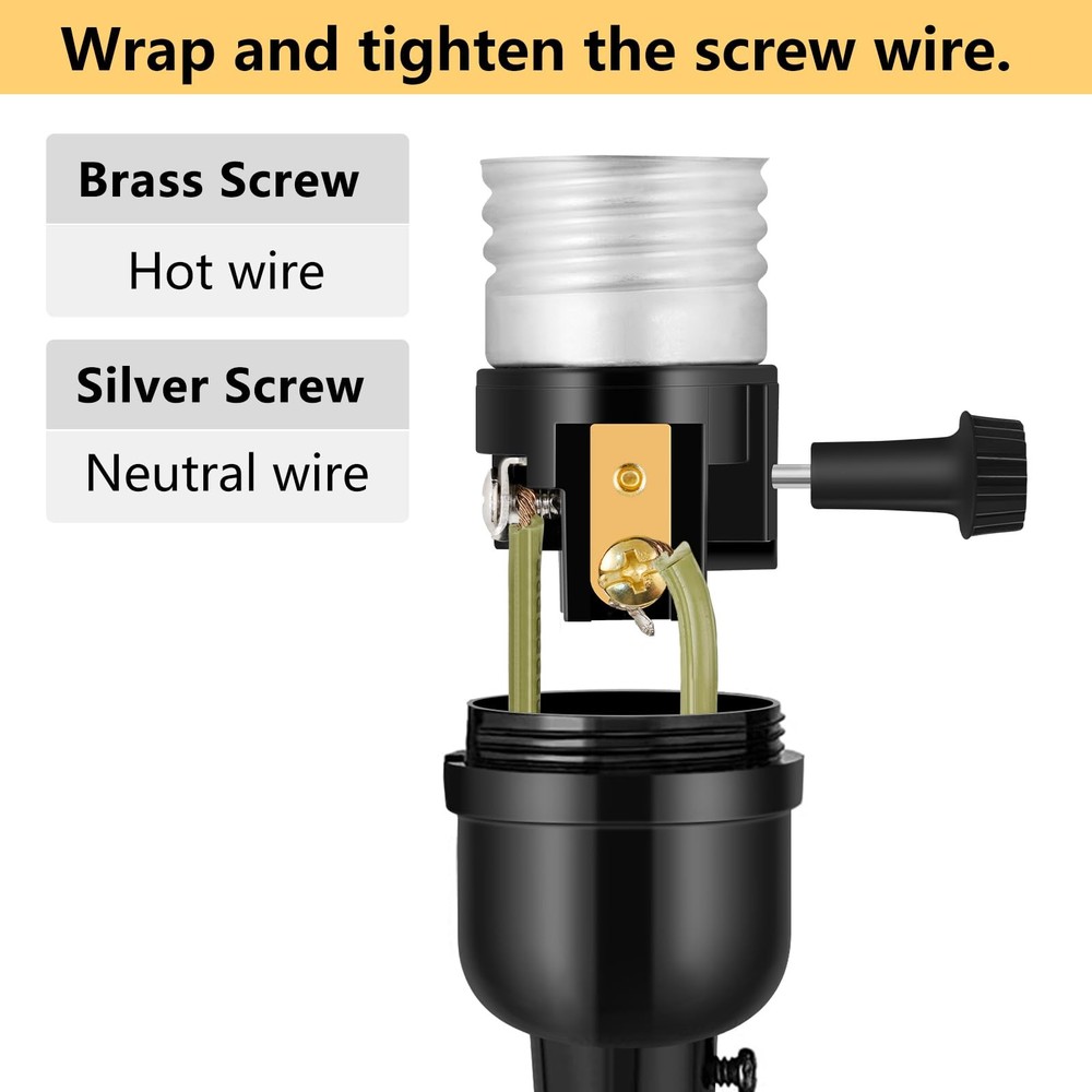 UL Listed E26 Light Socket ，Baocuz Lamp Replacement with ON/Off Black