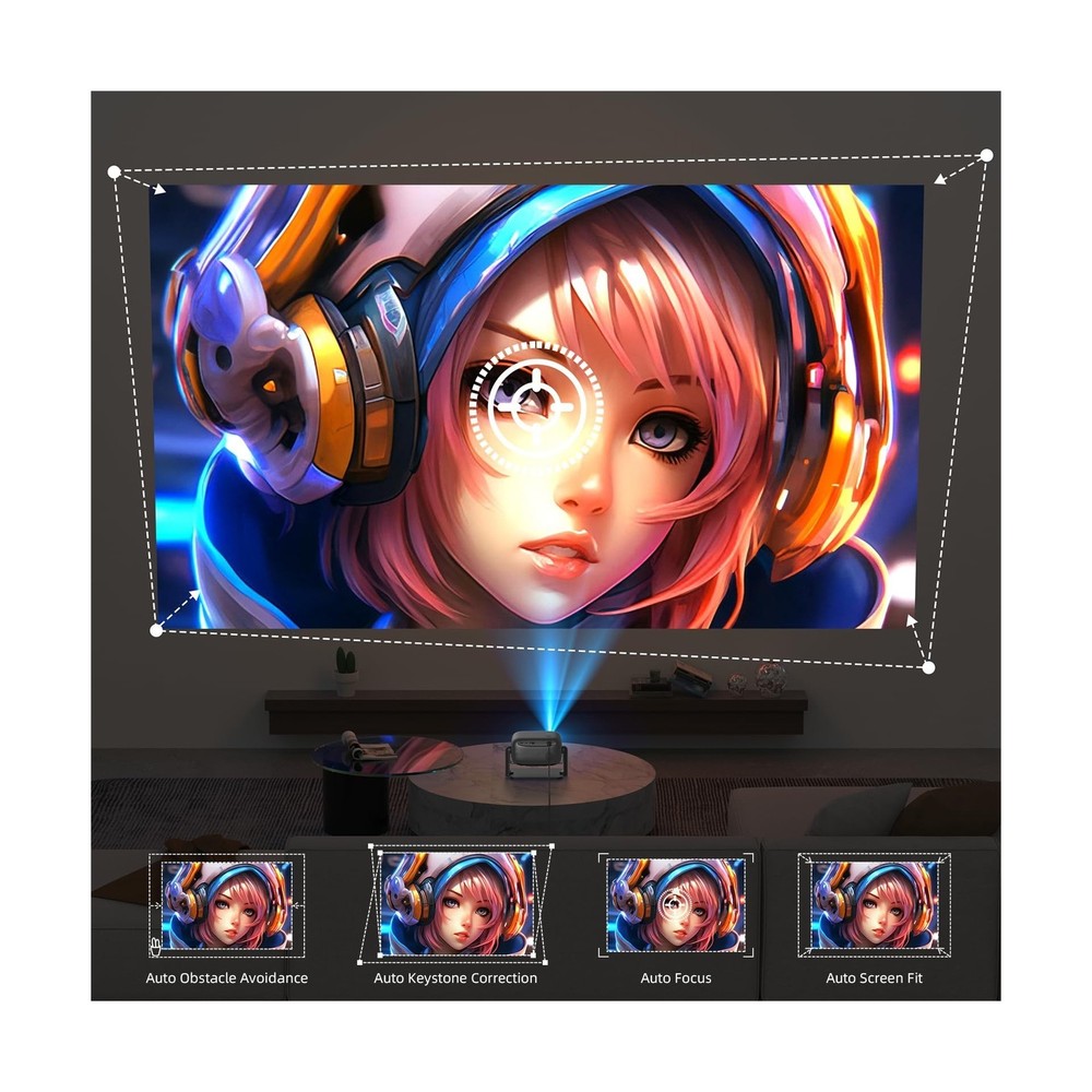 Netflix Officially Licensed Projector,BETTDOW Closed-Design Projector with Wi...