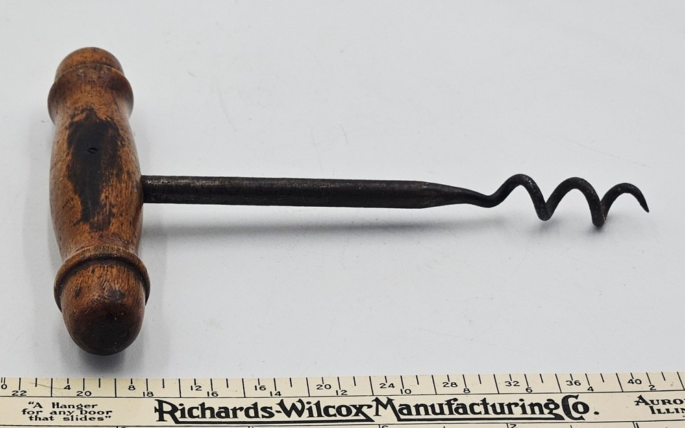 Antique Corkscrew Turned Wood Handle