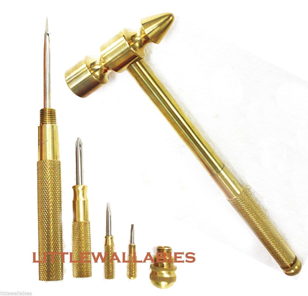 5 in 1Hammer Set Solid Brass Construction ( 4 Assorted Screwdrivers ) Tool