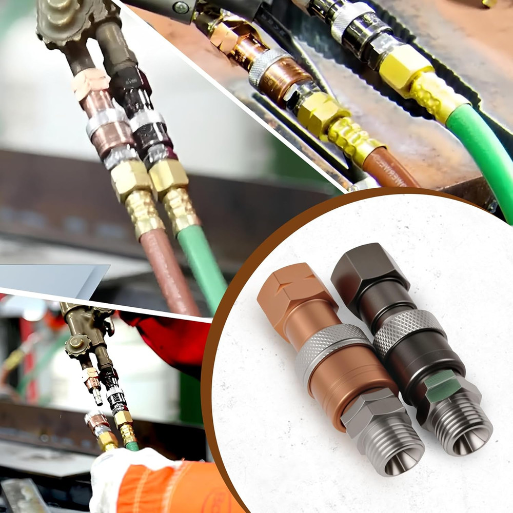 2Pcs Oxy Acetylene Torch Quick Connects Fittings Set, Oxygen Acetylene Quick Dis