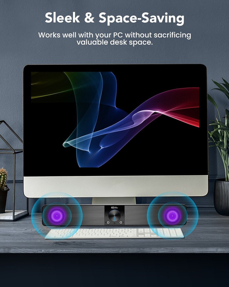 ELEGIANT USB Powered Mini Soundbar Wired Computer Speaker