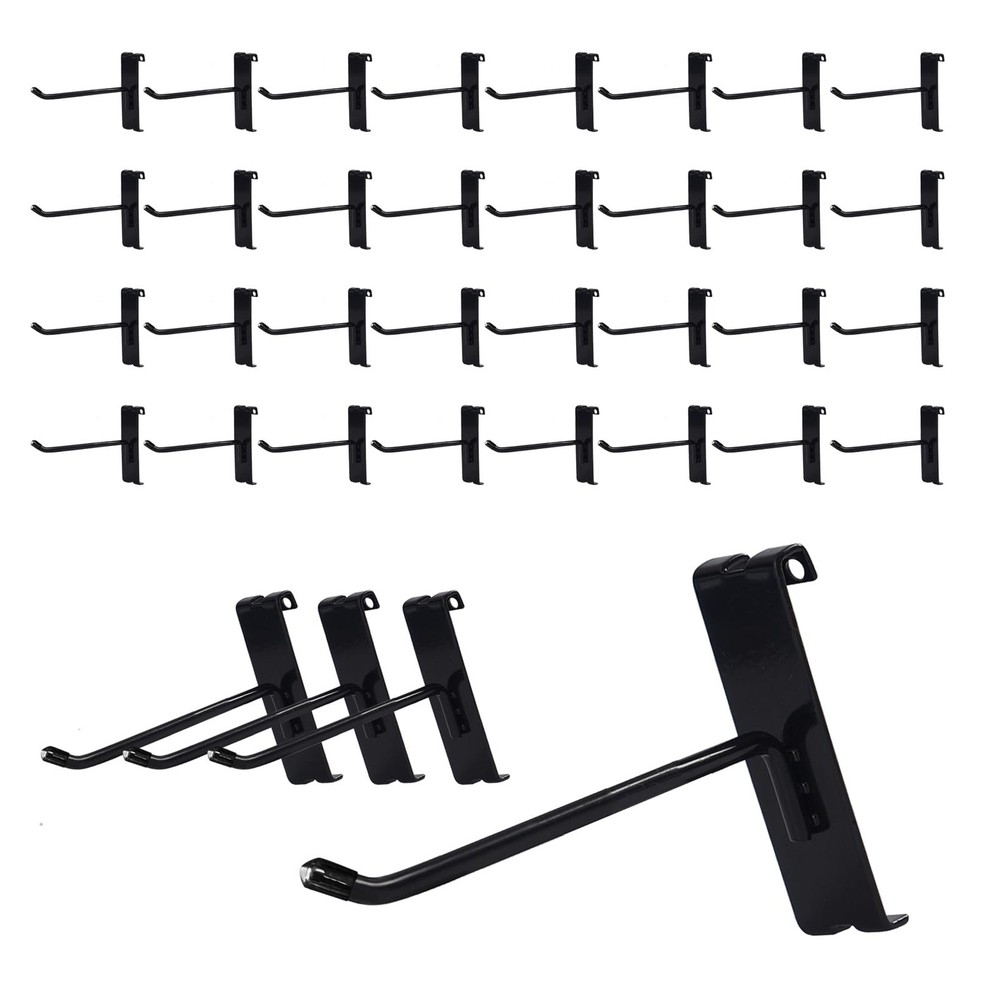 32 PCS Gridwall Hooks 4 Inch Heavy Duty Black Display Hooks For Wall Panel