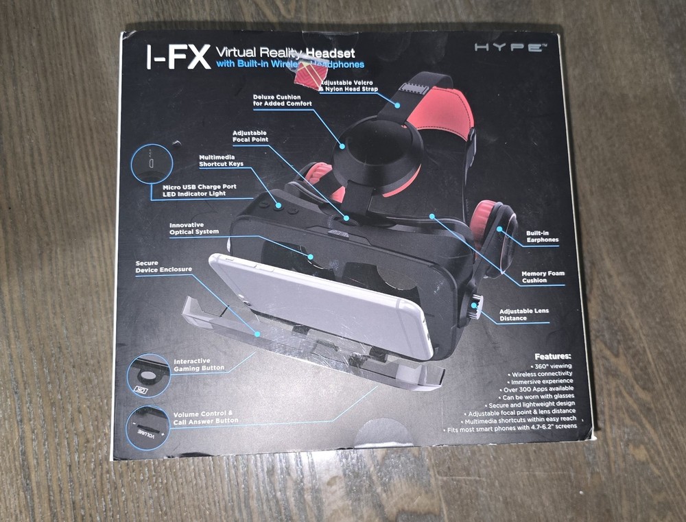 Bluetooth Virtual Reality VR Headset With Wireless Headphones