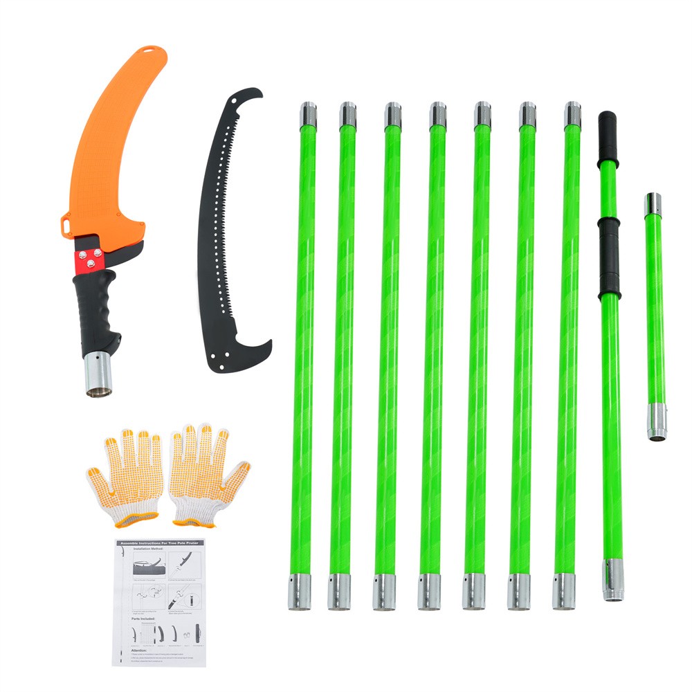 30 Feet Tree Pole Pruner Durable Tree Trimmers Handle Green Manual Branches