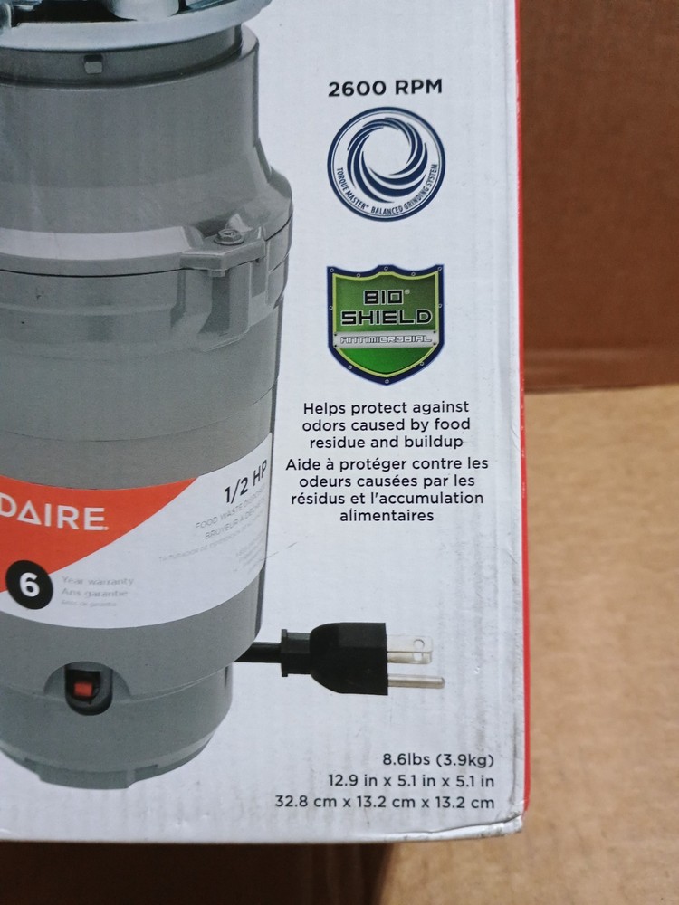 Frigidaire 1/2 HP Corded Garbage Disposal for Kitchen Sinks | FF05DISPC1
