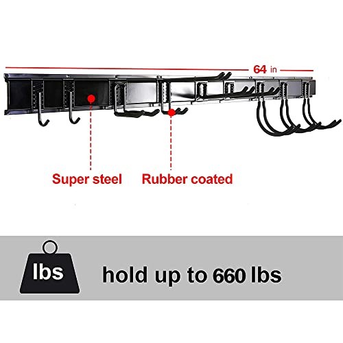 13 PCS Tool Storage Rack, 64 Inches Adjustable Garage Organization Wall