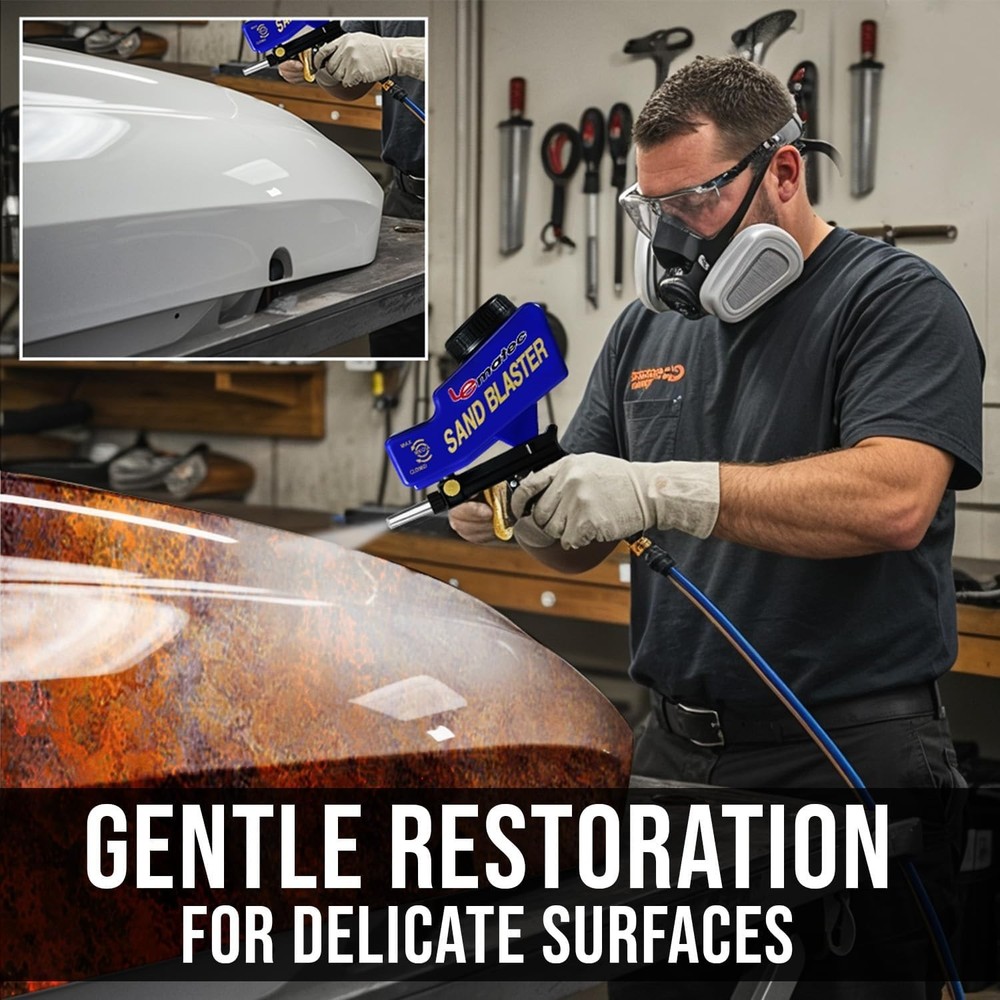 Gravity-Fed Sand Blaster with Adjustable Control - Ideal for Restorers & DIYers