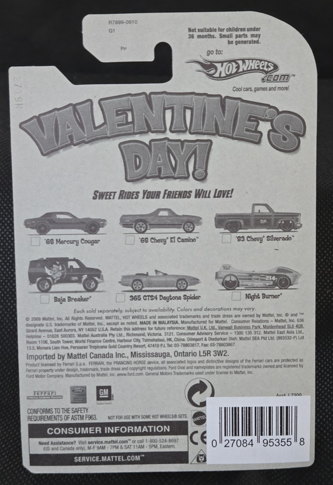 2009 Hot Wheels VALENTINES DAY '68 Mercury Cougar