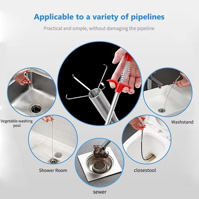 60cm Drain Snake Spring Pipe Dredging Clog Remover Tool