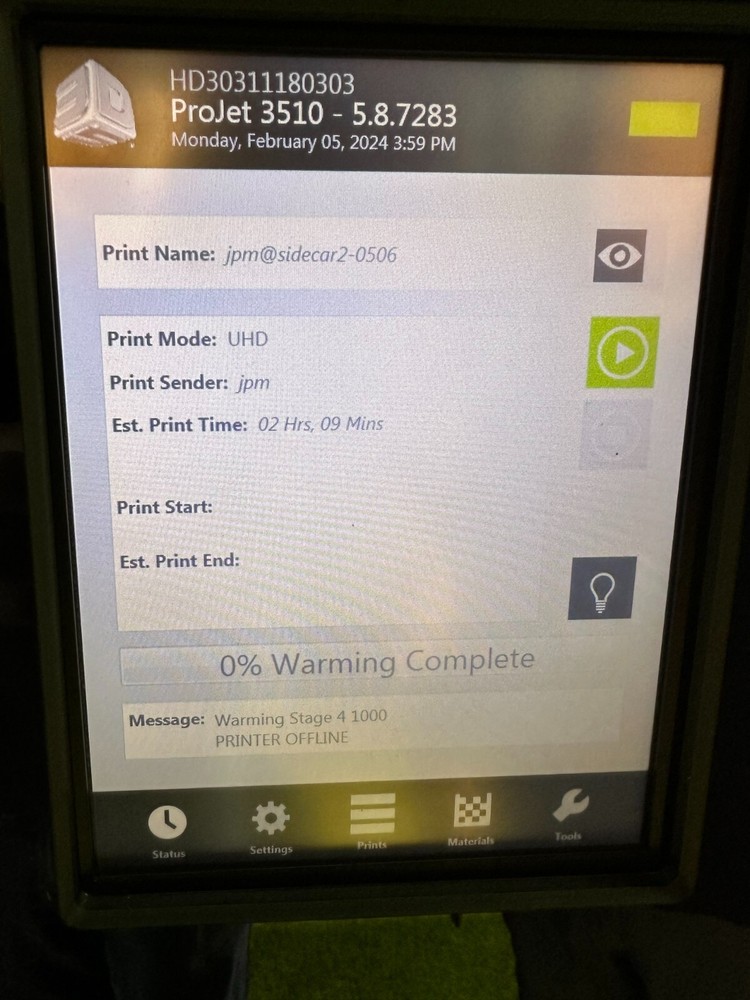 ProJet 3510 HD Plus 3D Printer SEE VIDEO!!