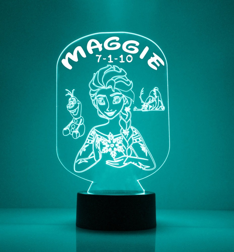 Frozen Personalized FREE Disney Elsa LED Night Light Lamp with Remote Control