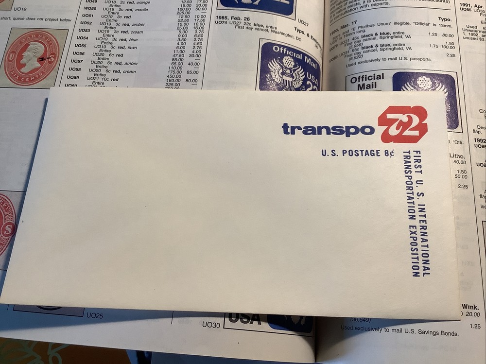Scott U565   - U.S. Postage Transpo 72 8c Envelope Unused Embossed