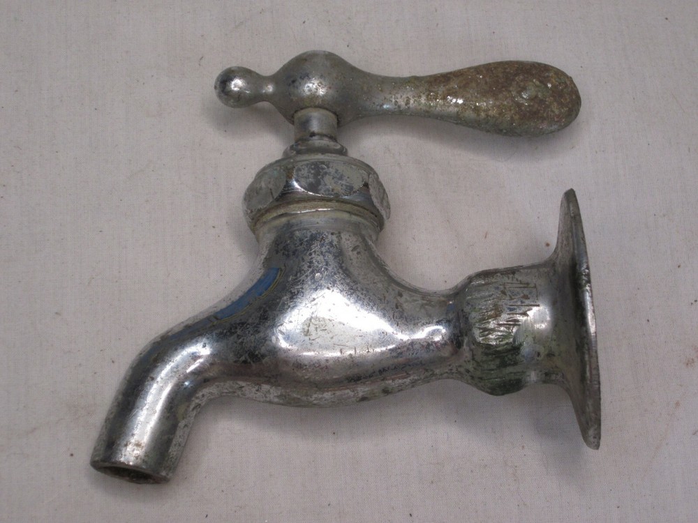 vintage faucet chrome marked handle " E " threaded hole