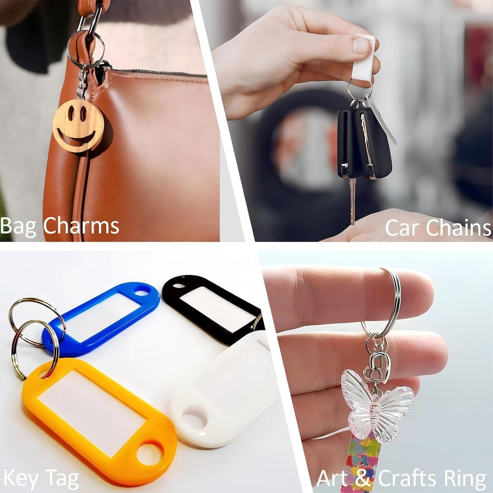 1/2'' 100PCS Small Split Key Rings for Keychains, Double Loops Metal Mini Key Ri
