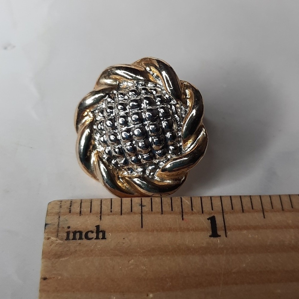 Silver & Gold Tone Button Earrings