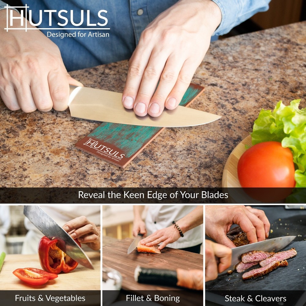 Hutsuls Knife Stropping Leather Sharpening Strop Green White Compound Sharpener