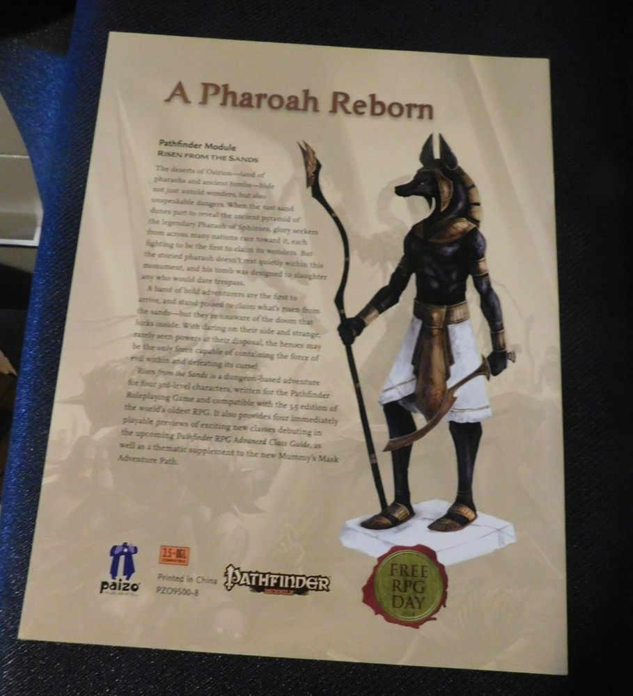 Pathfinder Module: Risen From the Sands Character lvl 3 Free RPG Day Adventure