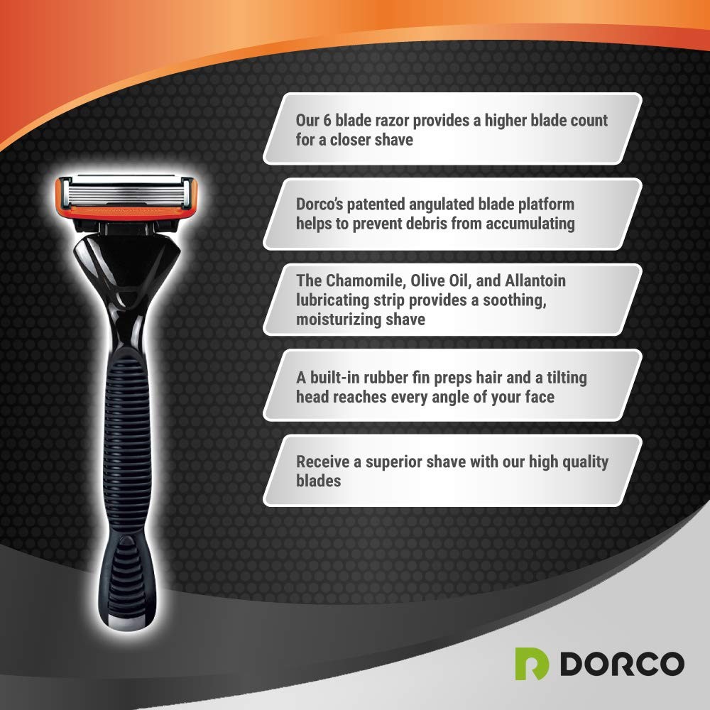 Dorco Pace 6 Six Blade Razor Blade System Value Pack 10 Pack + 1 Handle