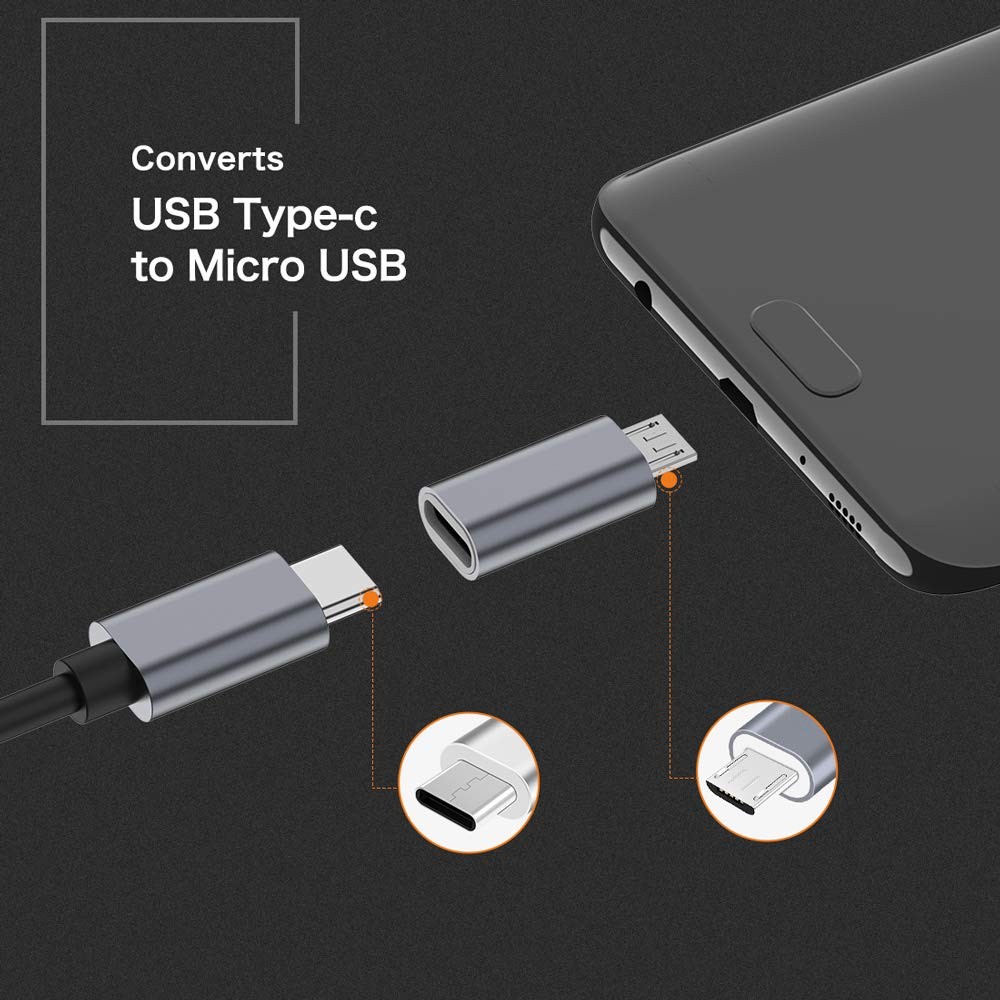 JXMOX USB C to Micro Adapter, (4-Pack) Type C Female Grey