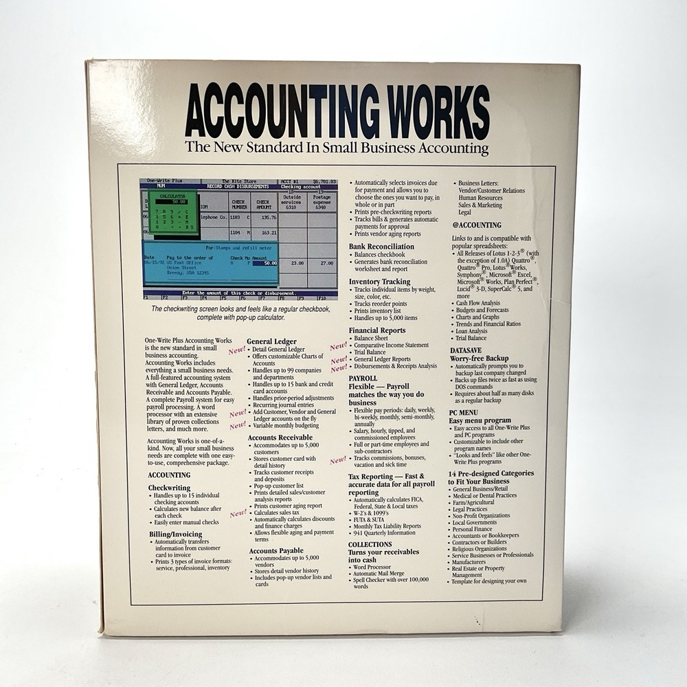One-Write Plus Accounting Works Version 3 Vintage Computing Factory Sealed