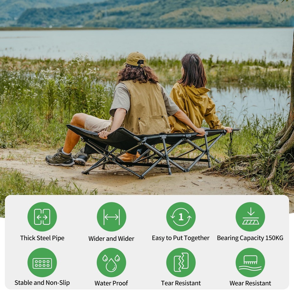Folding Camping Cot for Adults GoWild Portable Sleeping Cot with Carry Bag Ou...