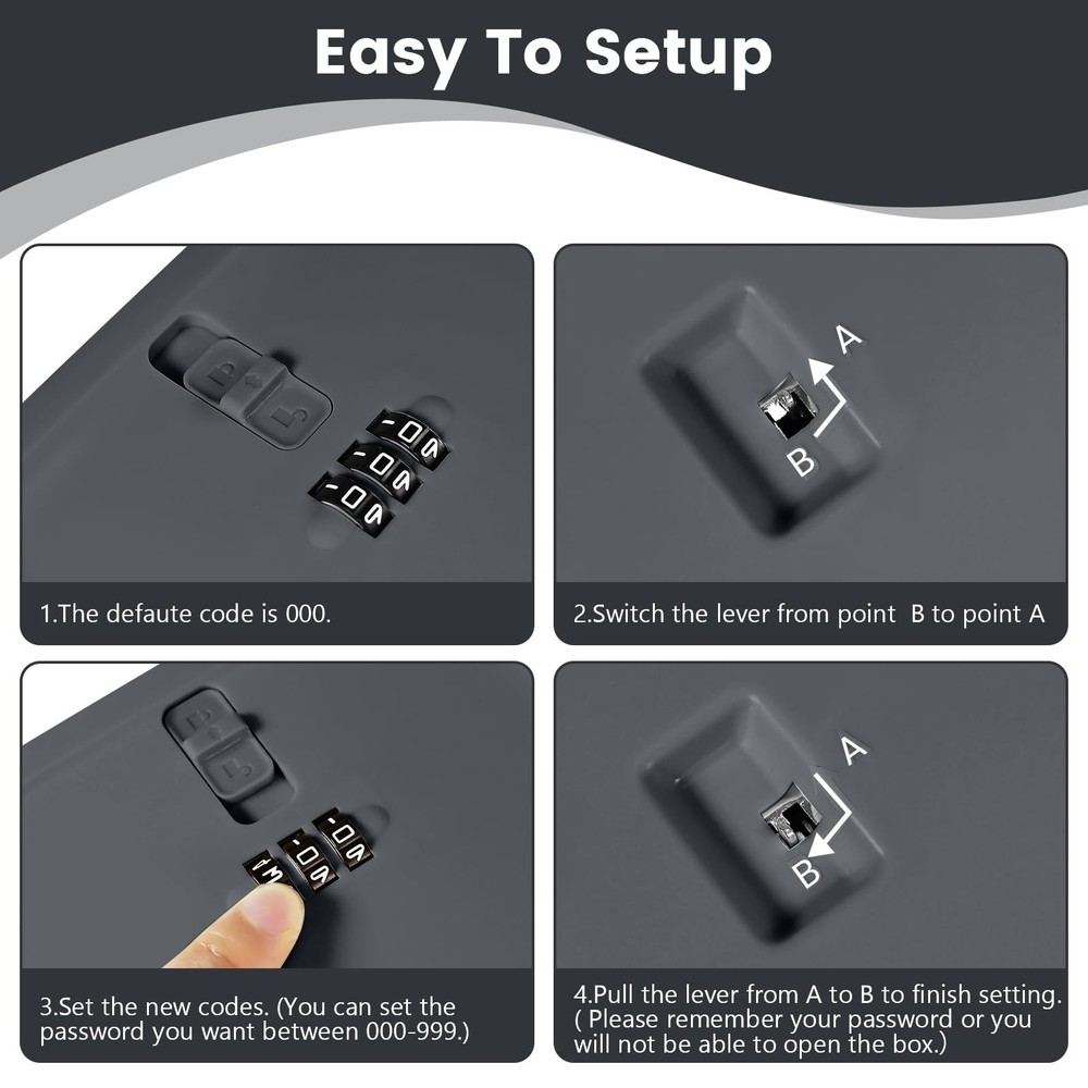 Small Lock Box,Lockable Storage Box with Combination Code for Medication Safe...