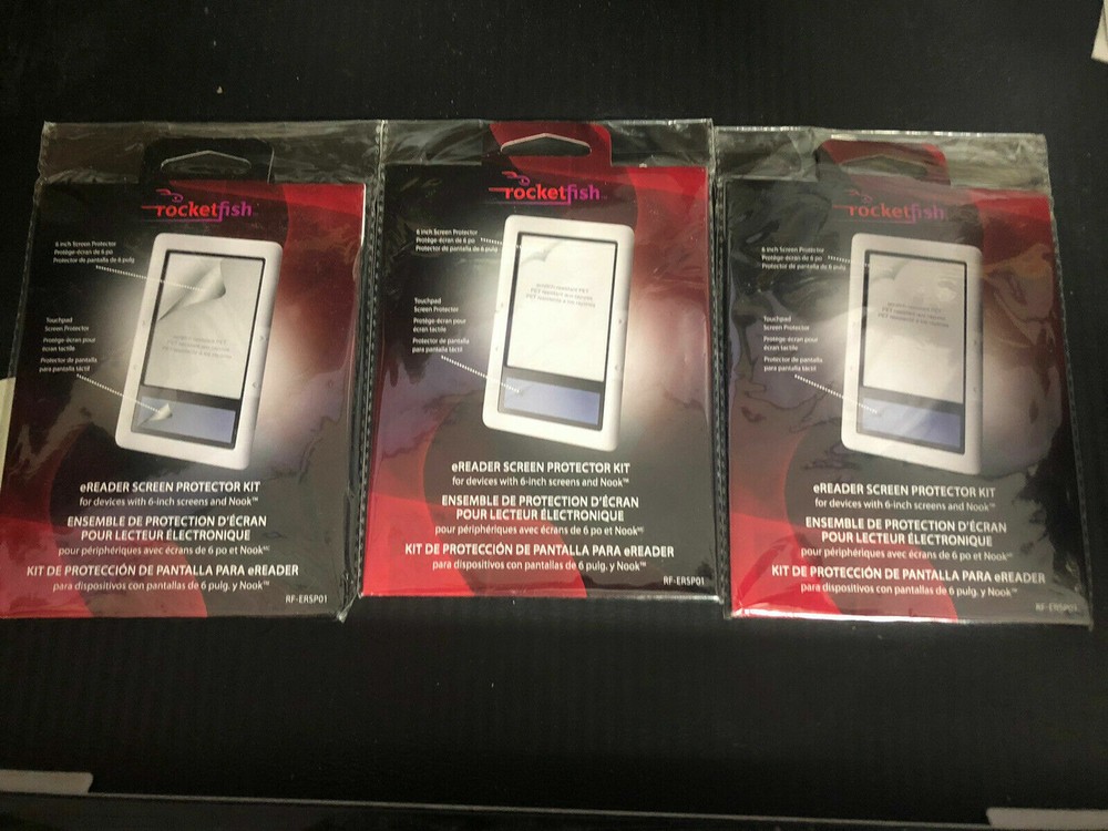 3 Pack! Rocketfish RF-ERSP01 6inch eReader Screen Protector Kit - Nook