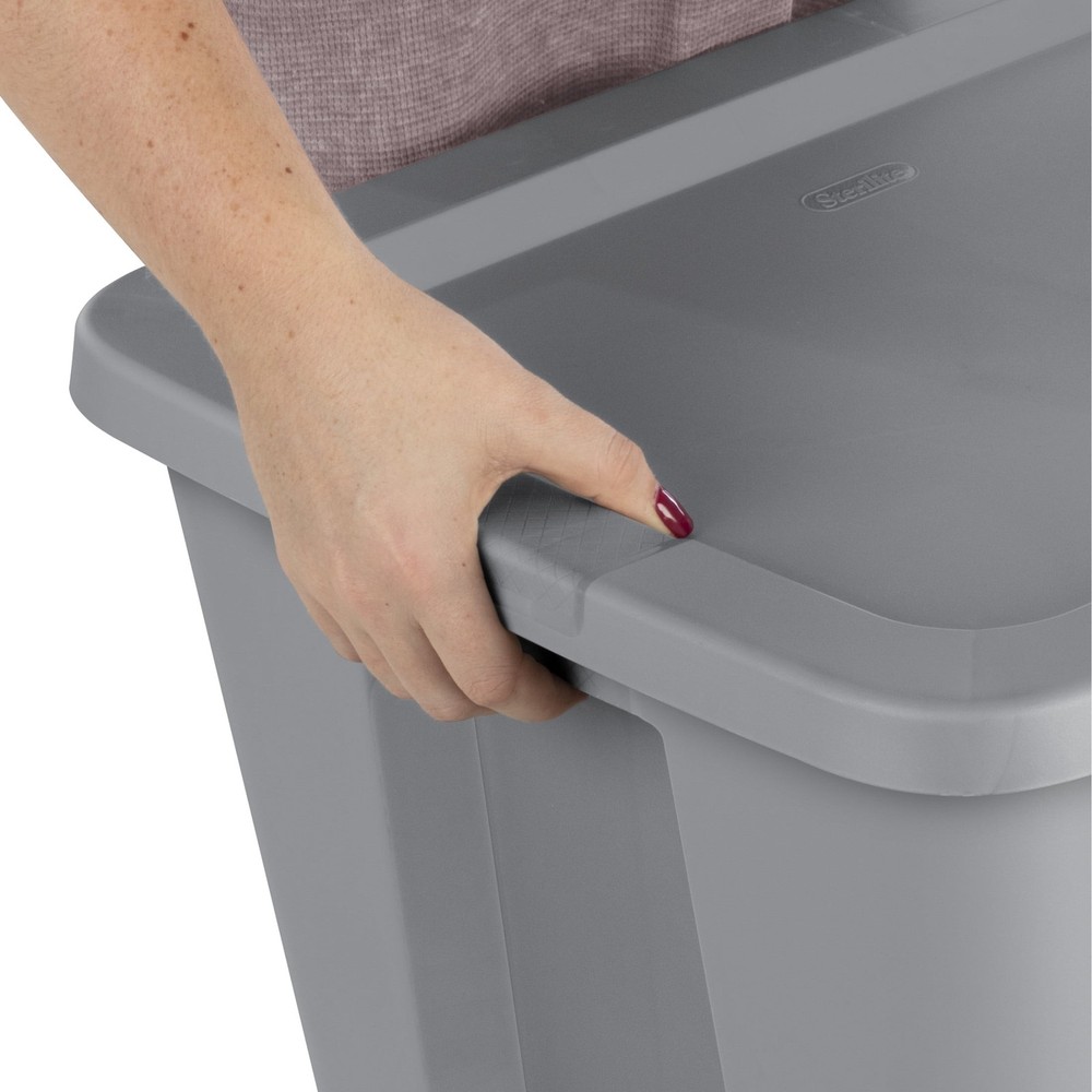 18 Gallon Large Storage Bin, Plastic Storage Container with Snap-On Lid, Gray