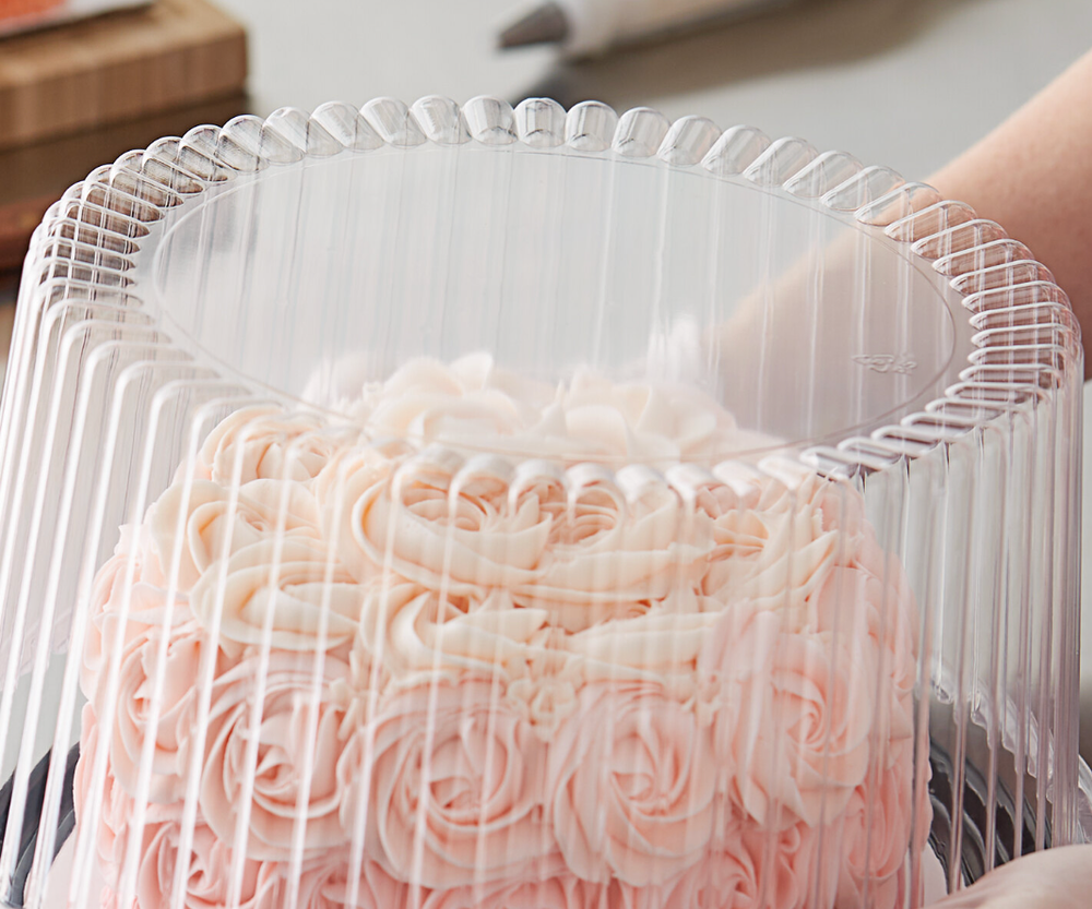 80-Pack 9" 2-3 Layer Disposable Cake Display Container with Clear Dome Lid Bulk