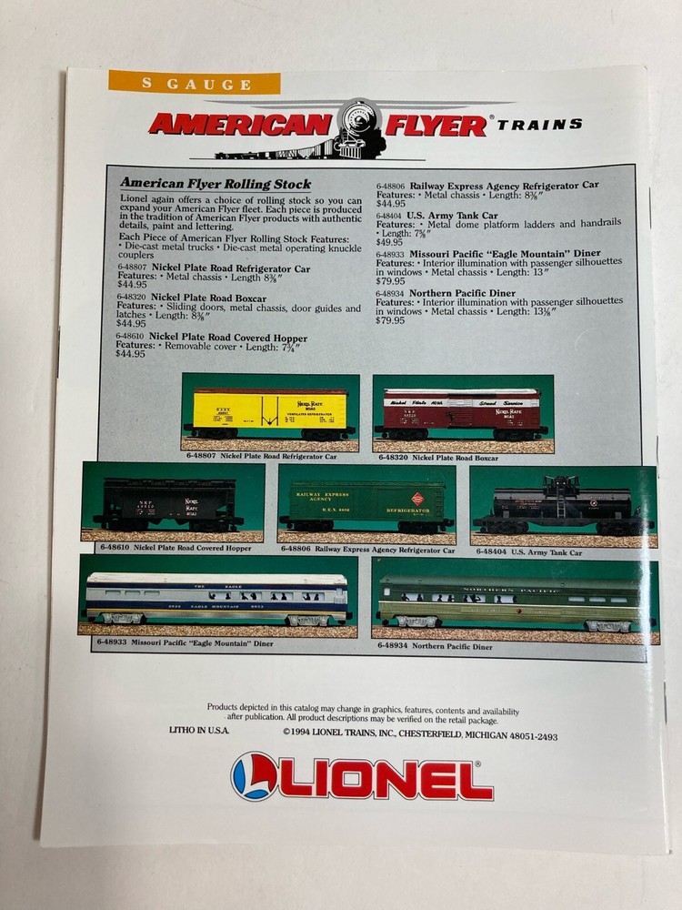 LIONEL 1994 CATALOG -Excellent condition.